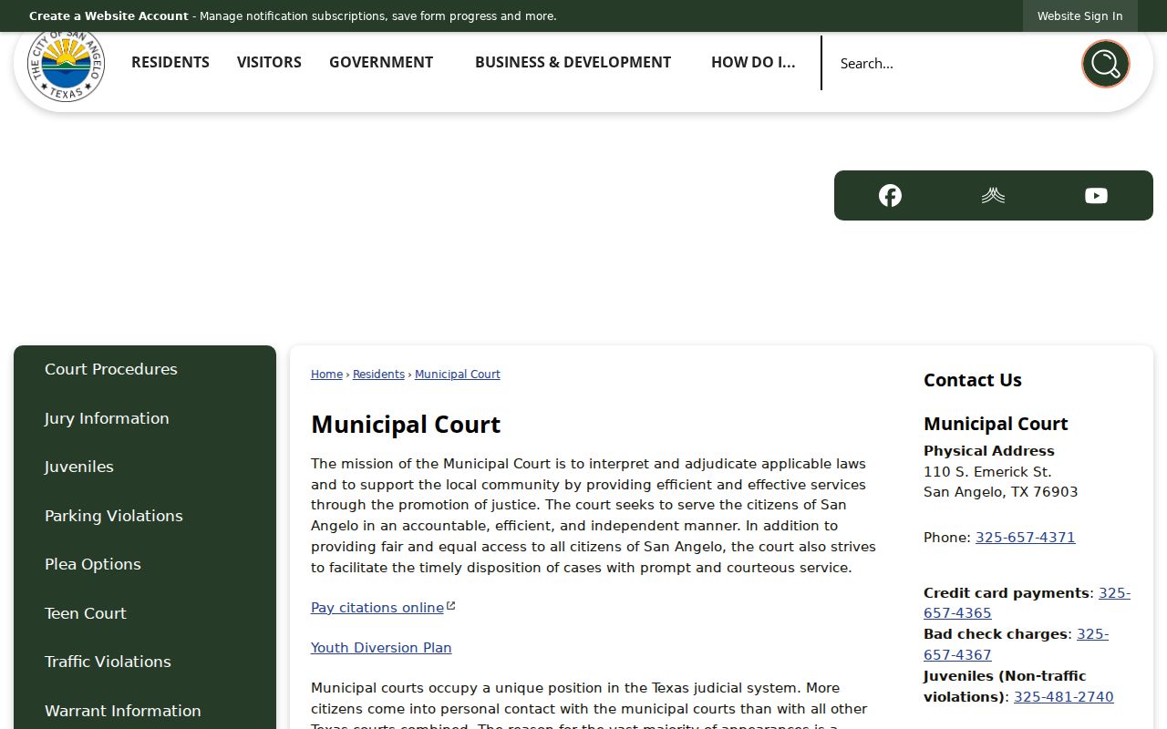 San Angelo criminal and municipal court record office details