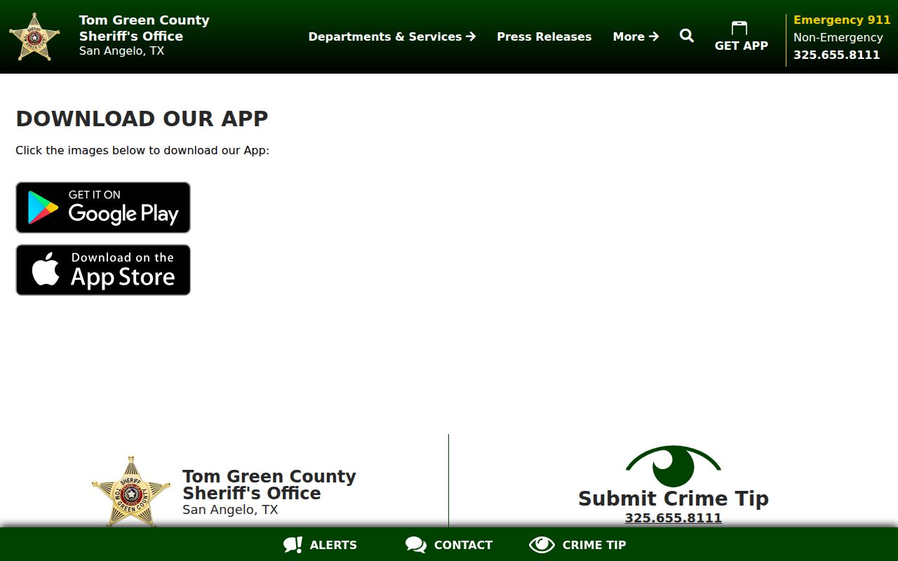 Tom Green County arrest roster and notification app links