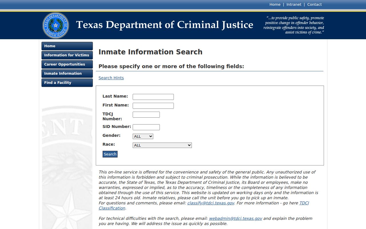 Texas state inmate search following a Tom Green County arrest